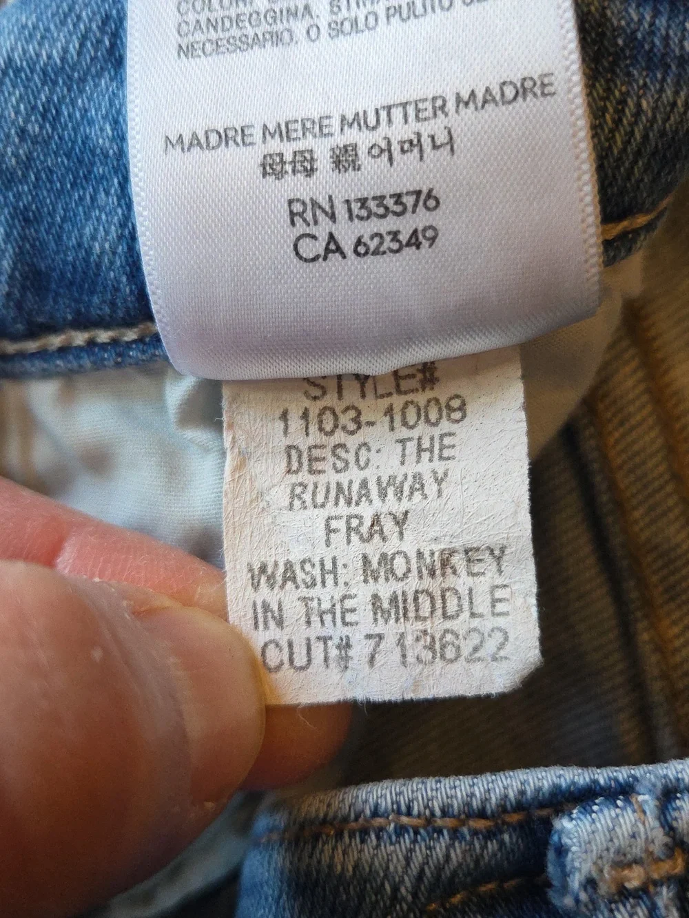 MOTHER Jeans The Runaway Fray High Rise Bootcut Monkey In The Middle Size 26 - Picture 4 of 15